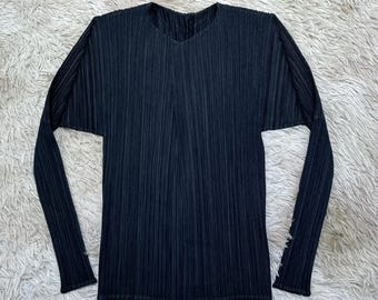 Pleats Please Issey Miyake Black Pleated Cardigan Size 3 Made in Japan