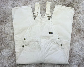 Vintage 80's Oshkosh Vestback Overall Size 32 White / Cream Made in USA