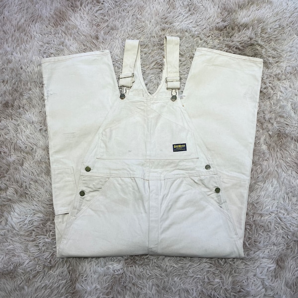 Vintage des années 80 Oshkosh Vestback taille totale 32 blanc/crème Made in USA