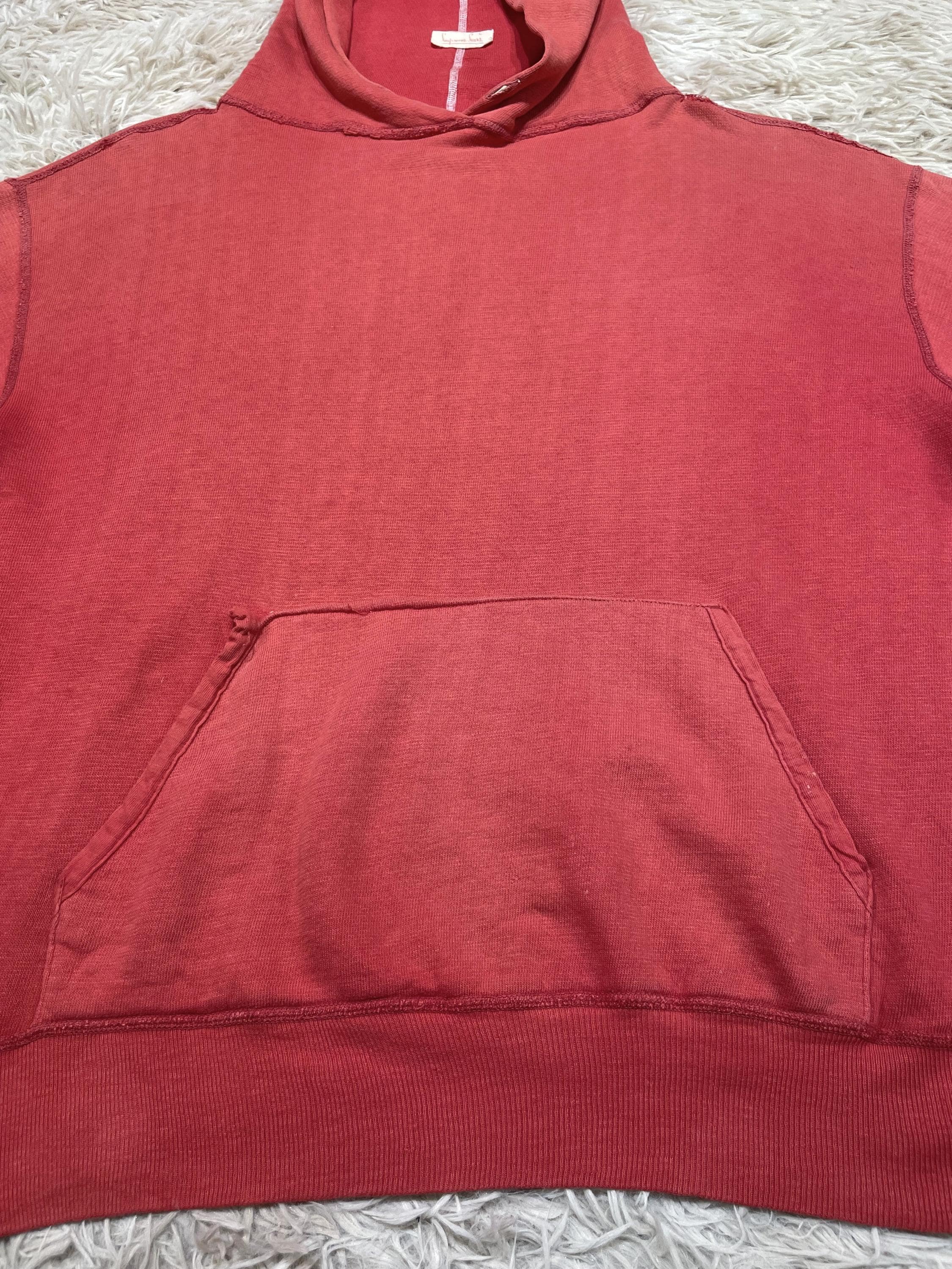 トップス 50s vintage Red sunfaded sweatshirt Vintage 1950s Red Sun Faded Blank Hoodie Sweatshirt Pullover