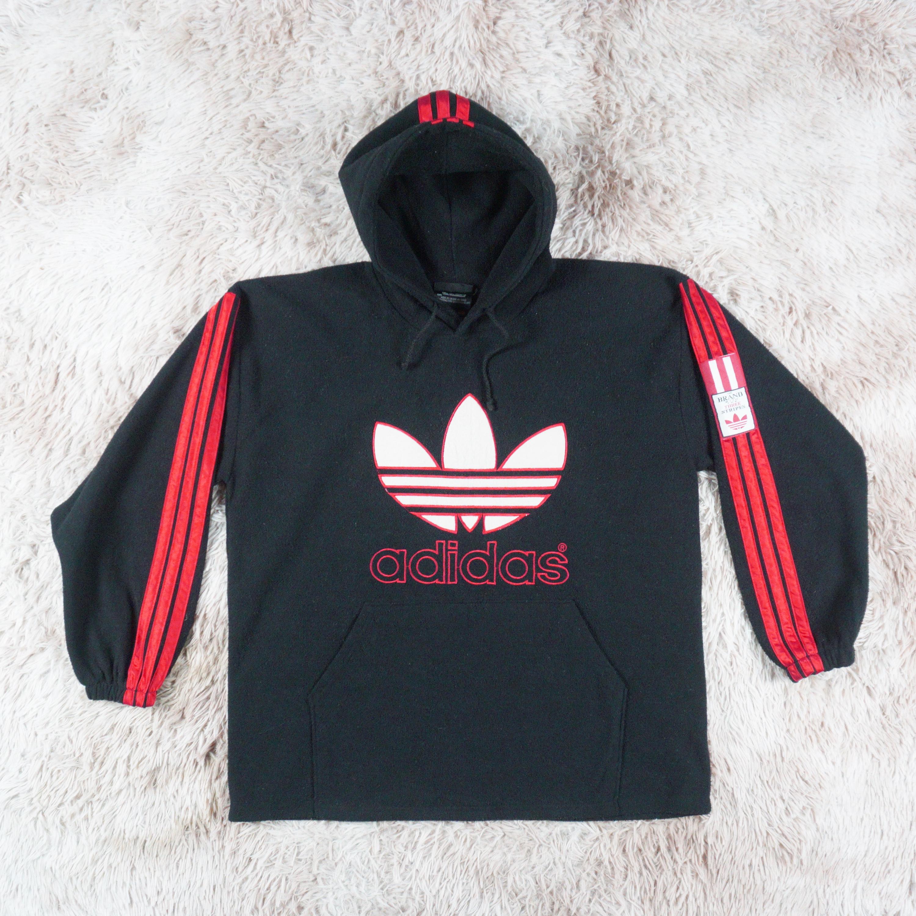 adidas 90s fade hoodie black×red vintage adidas Hoodie, Boys Size Medium, Red Black, Long Sleeve