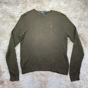 Polo by Ralph Lauren Dark Green Knitted Sweater Cotton and Linen XXL Knitwear