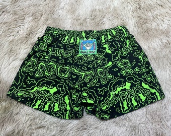 Vintage Hang Loose Shorts Swimming Trunks Black Green Size M Japan L