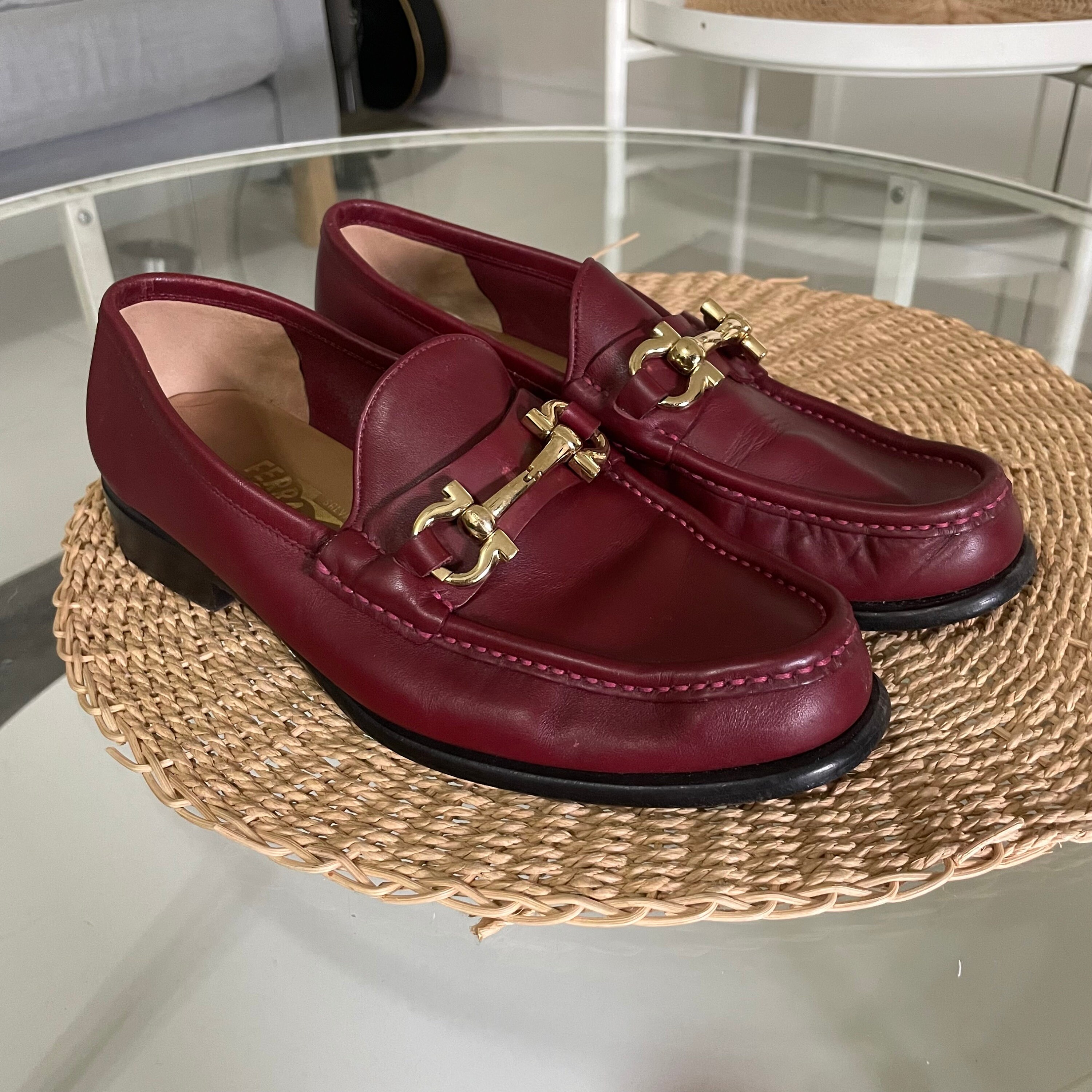 Red ferragamo shop shoes