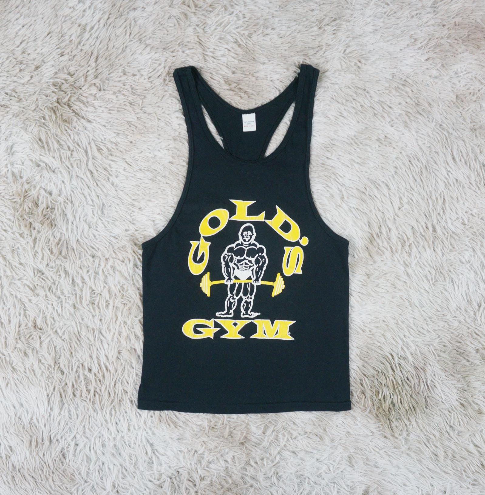 80年代 ビンテージ USA製 GOLDEN GYM ジム ボディービル L 1点物◇ゴールドジム80sビンテージ黒オールドジョータンクトップ