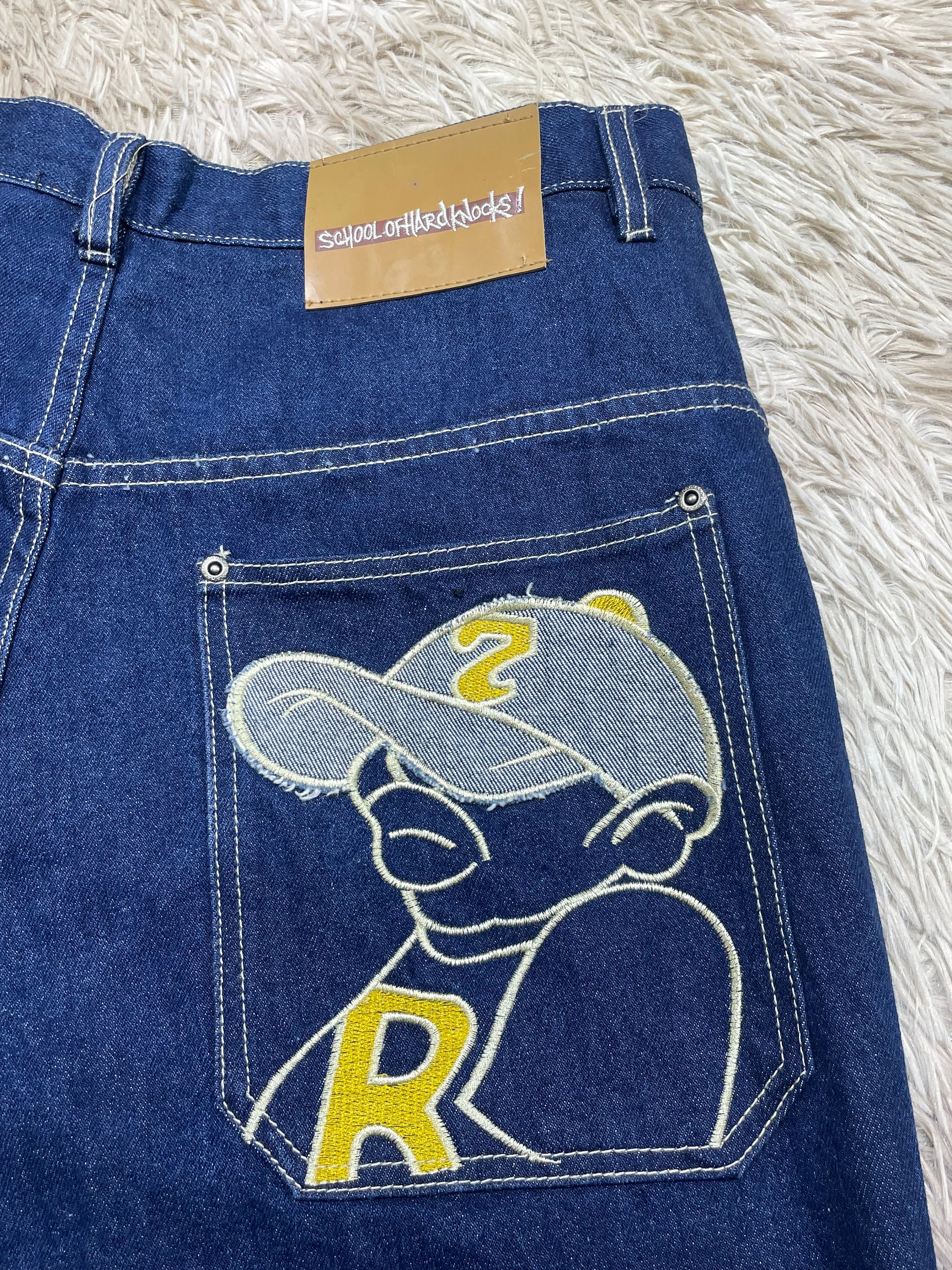 School of Hard Knocks Baggy Jeans Hip Hop Rap Dark Blue W 32