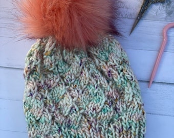 Luxe Chunky Knit Merino Wool Cabled Beanie