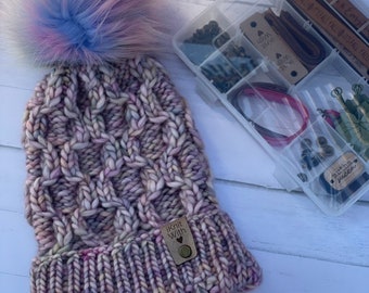 Luxe Chunky Knit Merino Wool Cabled Beanie