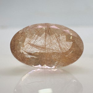 Copper Rutile faceted Oval 29ct 23mm x 15.5mm Natural Rutilated Tourmaline in Quartz Tourmalinated loose gem Calibrated For Jewelry Making