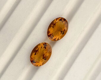 Honey Quartz Faceted Oval 18mm x 13mm 22.52carat pair beer whiskey citrine quartz golden brown gemstone for necklace pendant jewelry making