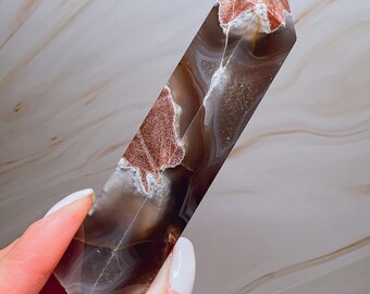 Grey Agate Point | Crystal Carving Tower | Polished Grey Agate | Grounding Stone #4