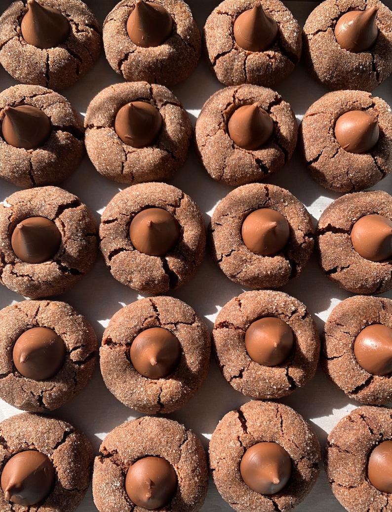 Chocolate Blossom Cookies Hershey's Kisses Cookies 12 Etsy