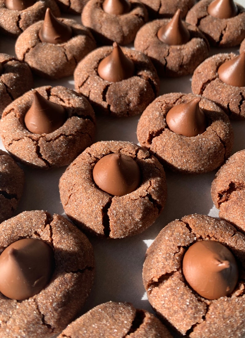 Chocolate Blossom Cookies Hershey's Kisses Cookies 12 Etsy