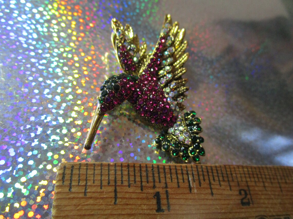 Rhinestone Sparkle Hummingbird pin or brooch Etsy