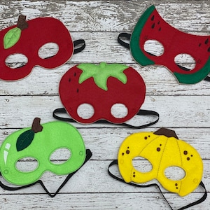 Fruit Masks Fruit Felt Masks Apple Mask Banana Mask Strawberry Mask Watermelon Mask Fruit Party Favors Food Mask Food Costume Halloween Mask