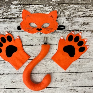 Orange Cat Costume Halloween Orange Cat Mask Halloween Cat Mask Orange Cat Tail Orange Cat Mittens Orange Halloween Cat Costume