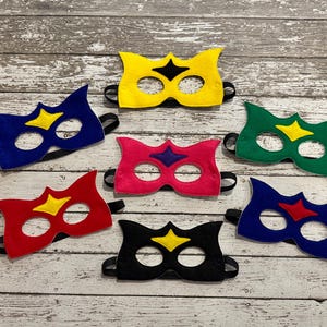 Child&#39;s Embroidered Superhero Felt Mask for Pretend Play and Dress-Up