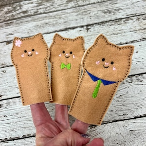 Marionetas de dedo de gato Marionetas de dedo de fieltro de gatito Marionetas de dedo de la familia de gatos Marionetas de dedo de animales Marionetas de dedo para la hora del cuento Regalo para el maestro para la hora del cuento