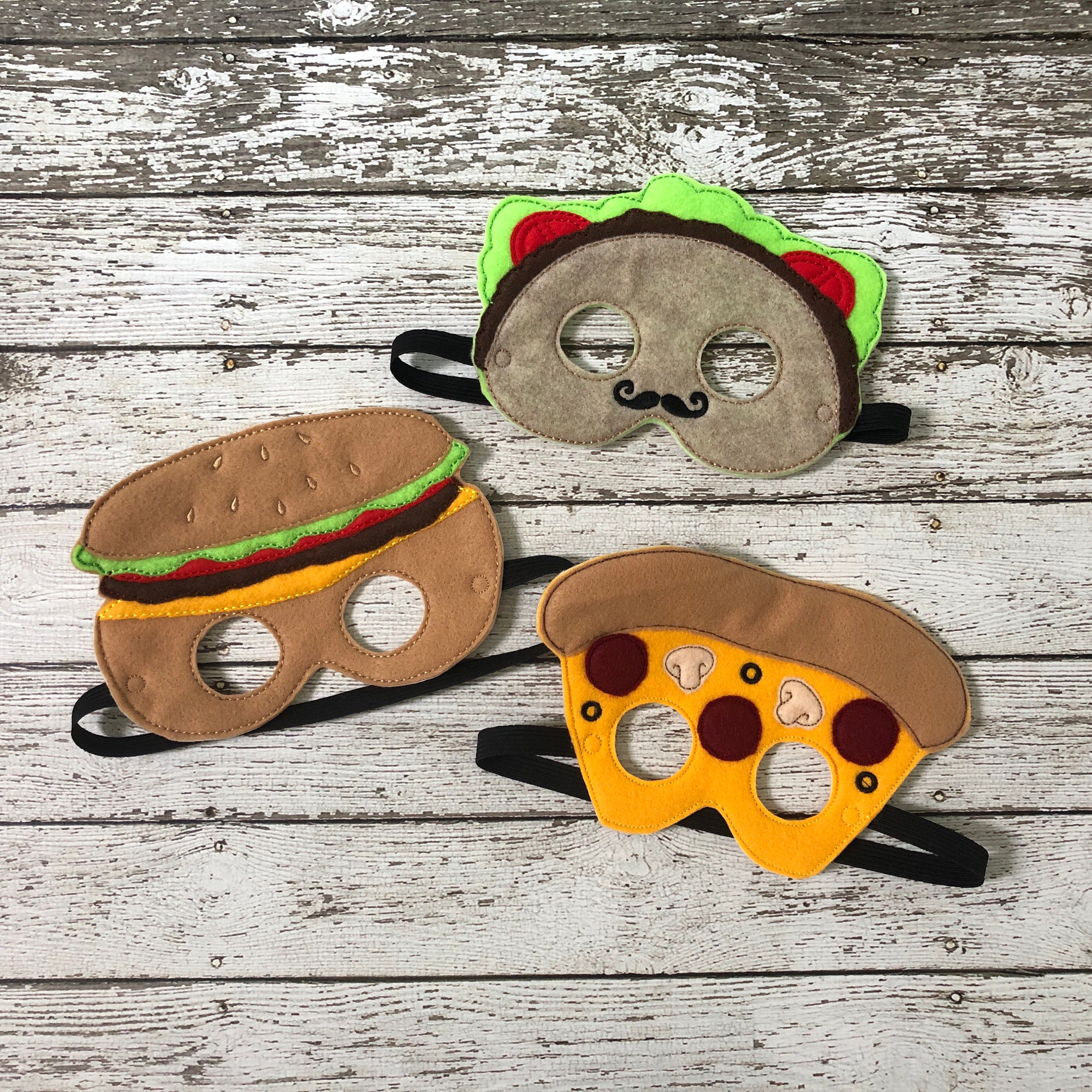 Embroidered Felt Food Masks: Taco, Hamburger, Pizza Costume - Etsy