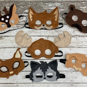 Woodland Animal Mask Felt Mask Kids Masks Kids Costumes Skunk Mask Owl Mask Deer Mask Wolf Mask Fox Mask Bear Mask Halloween Mask