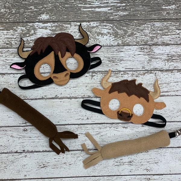 Handcrafted Bull Mask and Tail Set - Ideal for Imagination Play and Halloween Fun