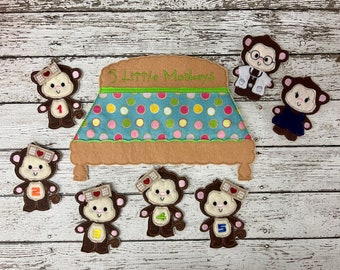 5 monitos títeres de dedo de fieltro títeres de dedo de mono títeres de dedo de animales títeres de dedo para la hora del cuento regalo para maestros ayudante para contar