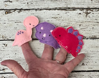 Dinosaur Felt Finger Puppets Dino Finger Puppet Dinosaur Birthday Party Favor Pink Dinosaur Storytime Teacher Gift Story Time Preschool Prop