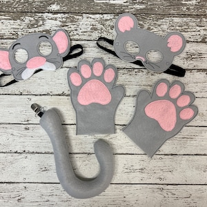 Adorable Handcrafted Mouse Costume Set: Mouse Mask, Mitts and Tail