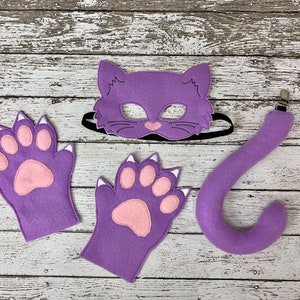 Purple Cat Costume Halloween Lavender Cat Mask Halloween Cat Mask Purple Cat Tail Purple Cat Mittens Purple Halloween Cat Costume