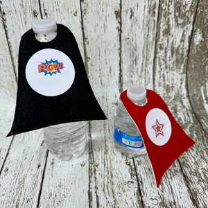 Superhero Water Bottle Capes: Felt Party Favor, Birthday Decor