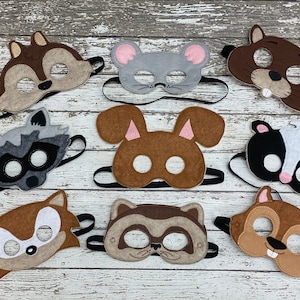 Woodland Animal Mask Felt Mask Kids Masks Kids Costume Skunk Mask Badger Mask Hedgehog Mask Raccoon Mask Beaver Mask Squirrel Mask Halloween