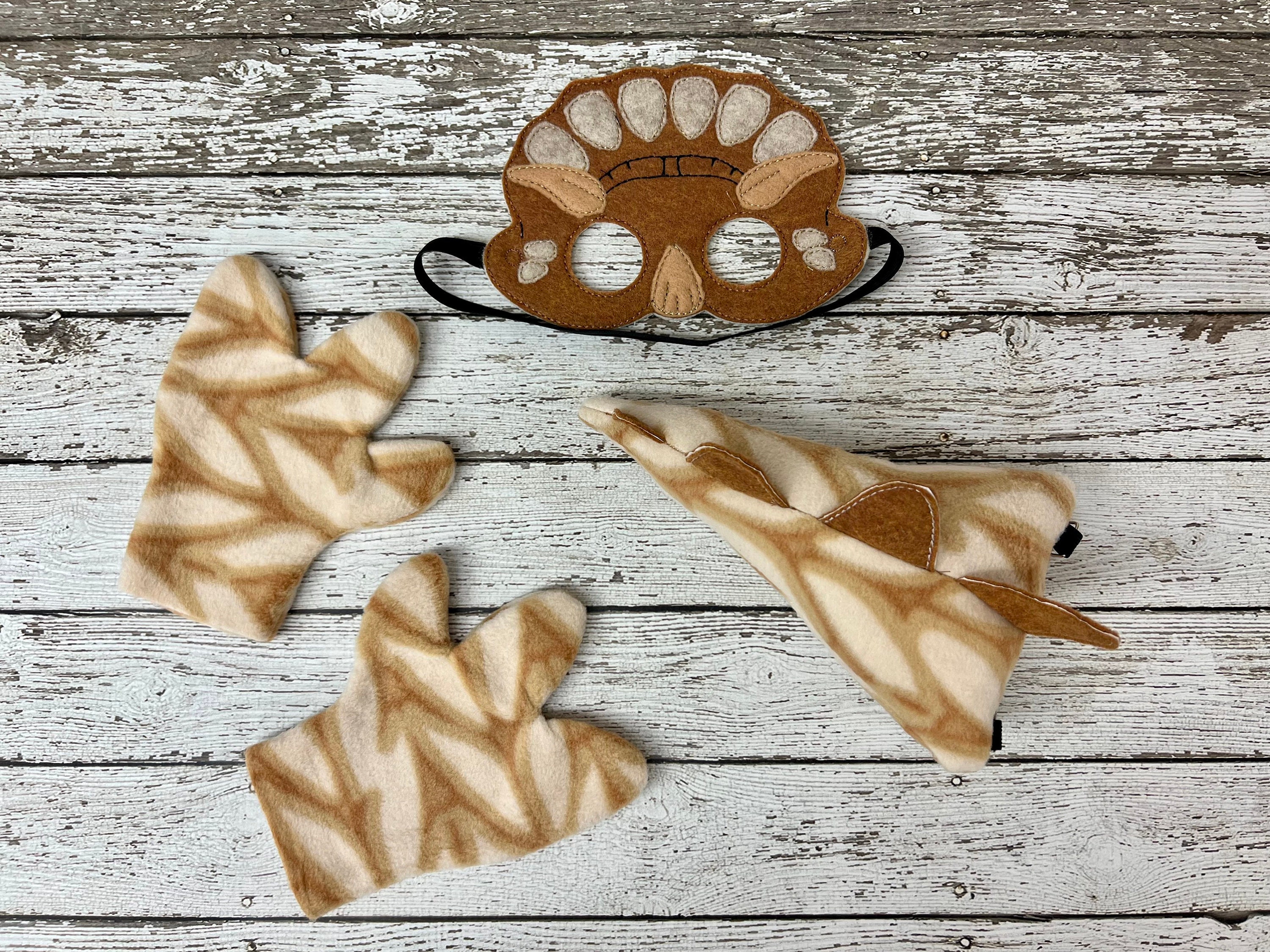 Kids Costume Set, Felt Dinosaur Mask, Tail And Mitts, Elastic Band