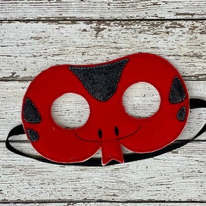 Red Felt Snake Mask: Embroidered Reptile Costume, Party Favor