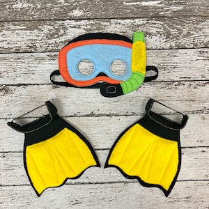 Scuba Diver Mask Scuba Diver Costume Halloween Mask Snorkel Mask Scuba Diver Fins Swim Fins Beach Costume
