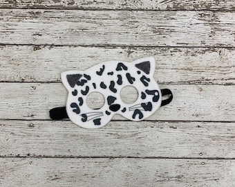 Embroidered Felt Snow Leopard Mask: Kids Costume, Party Favor