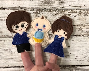 Juego de marionetas de dedo de fieltro para la familia: accesorios hechos a mano para contar cuentos.