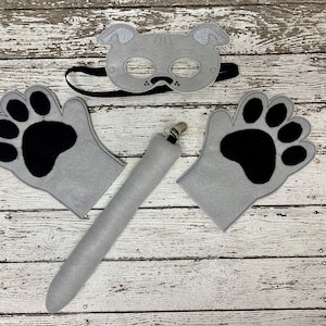 Greyhound Dog Costume Greyhound Mask Dog Mask Dog Tail Dog Mitts Halloween Costume Puppy Paws Dog Birthday Party Favor Puppy Clip on Tail