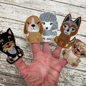 Dog Felt Finger Puppets puppy Finger Puppet  Pug Poodle Terrier Shepherd Storytime Animal Finger Puppets Teacher Gift Story Time Preschool