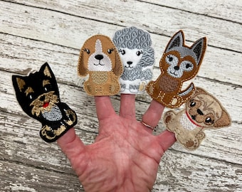 Embroidered Felt Dog Finger Puppets: Storytime Puppies