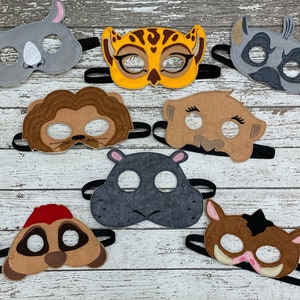 African Animal Masks Kids Mask Kids Costumes Hippo Mask Hyena Mask Lion Mask Warthog Mask Meerkat African Animal Birthday Party Favors Mask