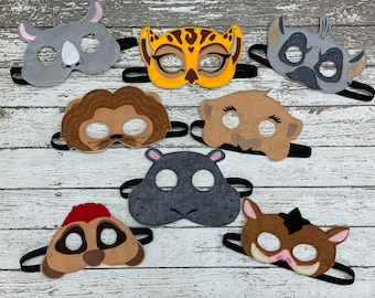 African Animal Masks Kids Mask Kids Costumes Hippo Mask Hyena Mask Lion Mask Warthog Mask Meerkat African Animal Birthday Party Favors Mask