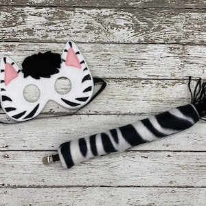 Zebra Mask Zebra Costume Zebra Tail Zoo Animal Mask and Tail Zoo Birthday Party Favor  Zoo Birthday Halloween Costume Halloween Mask Pretend
