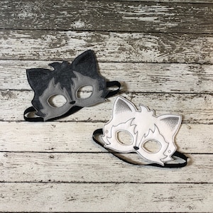 Maschere da lupo, costume da lupo, maschere per bambini, costumi per bambini, maschera da lupo bianco, maschera in feltro, maschera da animale, maschera di Halloween