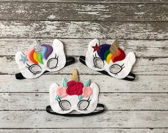 Embroidered Felt Unicorn Mask: Kids Dress-Up, Party Favor