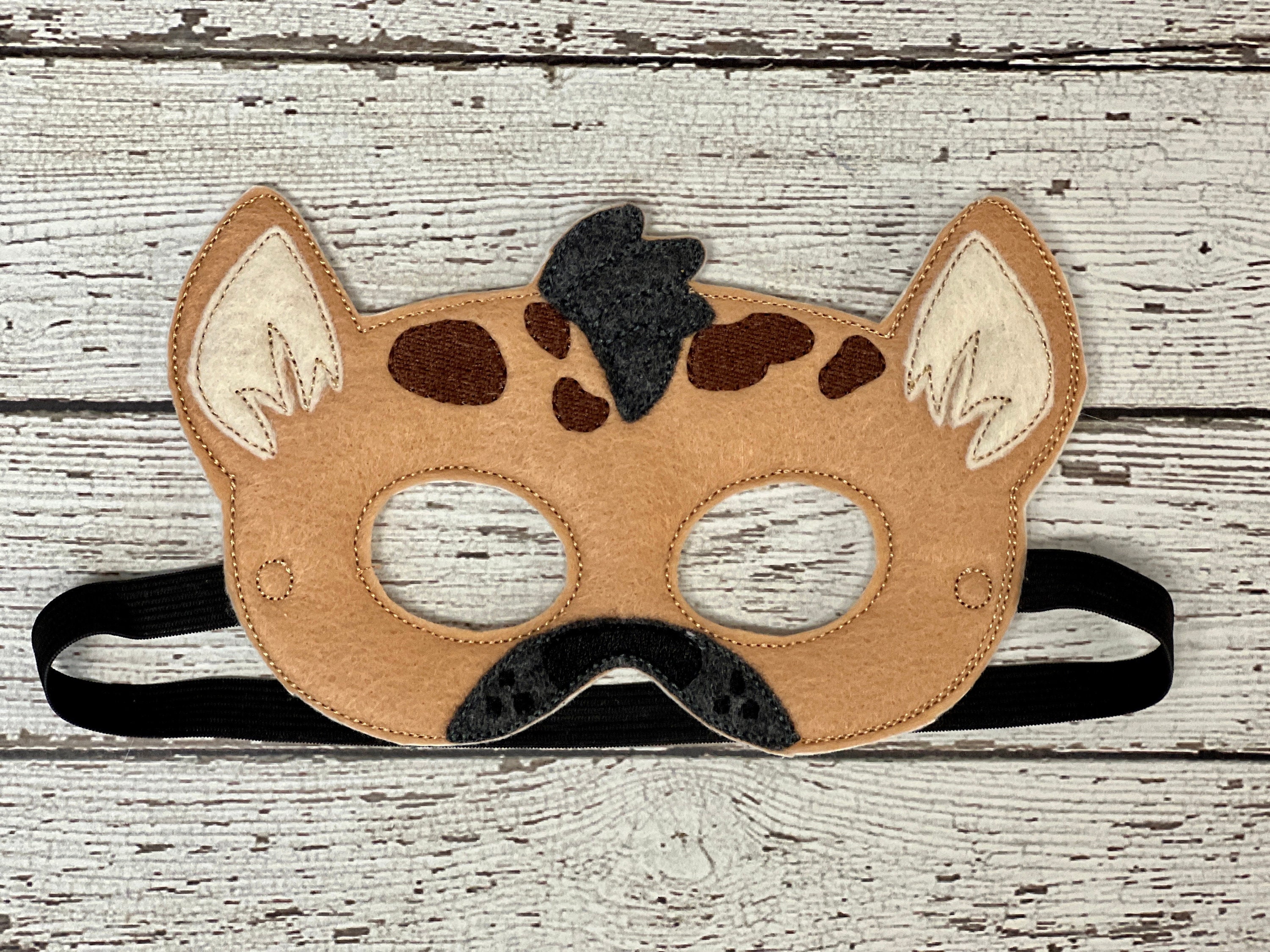hyenaフェイスパーツ　トルソー　布服セット Embroidered Felt Hyena Costume Set: Mask, Mitts & Tail - Ages 2-8