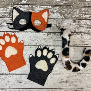 Calico Cat Costume Cat Mask Cat mittens Cat Tail Kitten Mask Kitten Costume Kitty tail Calico cat Halloween Costume Cat Halloween mask