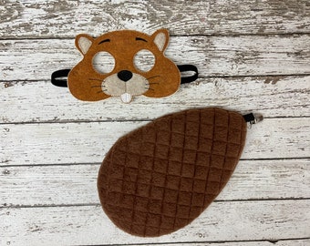 Beaver Mask Beaver Tail Beaver Costume Woodland Animal Mask Felt Mask Kids Masks Gopher Mask Halloween Mask Halloween Costume Party Favor