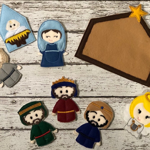 Nativity Finger Puppet Set Felt Finger Puppets For Kids Handmade Finger Puppets for Pre School Classroom Storytelling Unique Teacher Gift