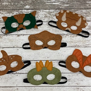 Máscara de feltro de dinossauro, fantasia de dinossauro, máscara infantil, máscaras de família, festa de aniversário de dinossauro, máscara de feltro feita à mão, presentes para crianças