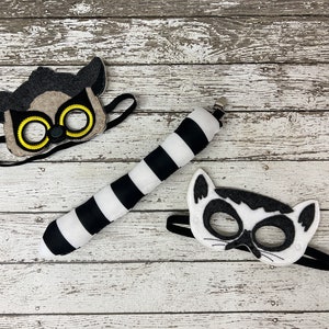 Lemur Felt Mask and Tail Set: Animal Costume, Party Favor